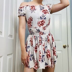 Louise Paris Dress Mini Floral Smocked Waist White Dainty Coquette Extra Small